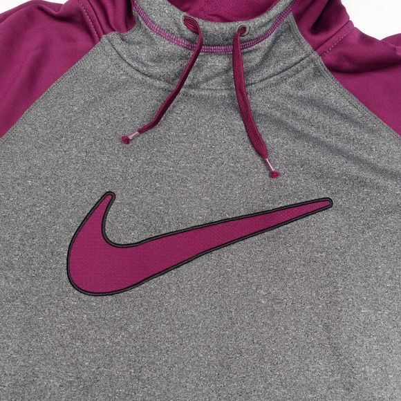 Nike Therma Fit Hoodie Men's XL Pullover Gray Purple Long Sleeve Logo Front - Picture 2 of 7